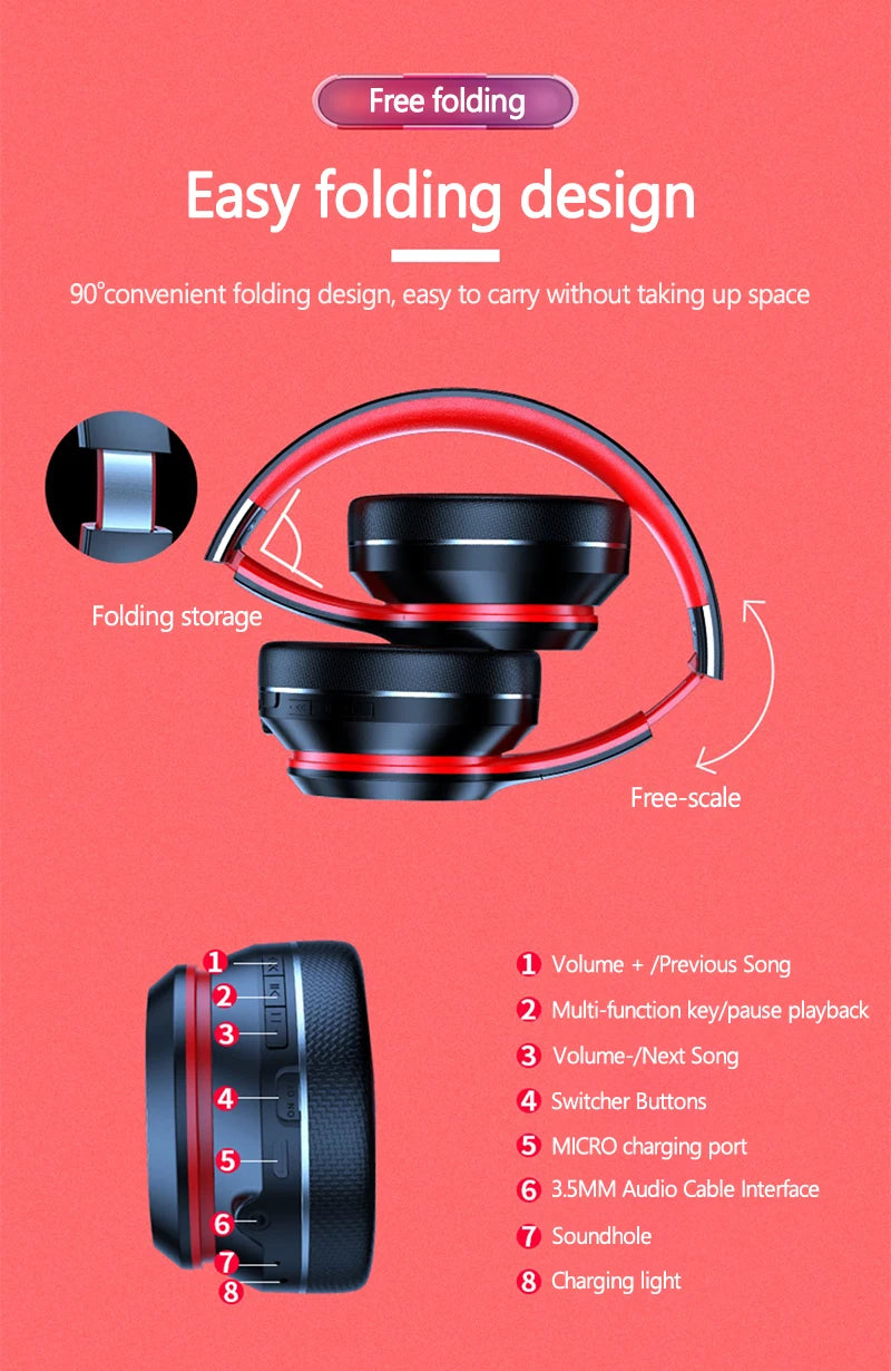 Lenovo HD200 Bluetooth Headphones, Noise Cancelling, Foldable Wireless Headphones