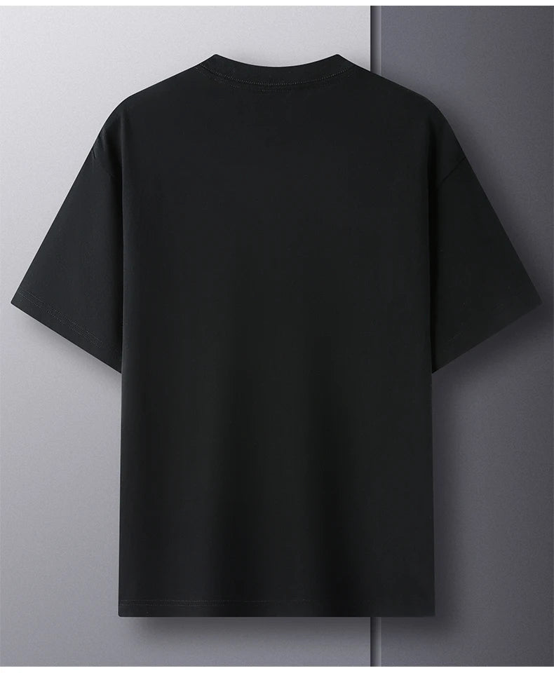 Summer high-end 100% cotton men's round neck short-sleeved breathable T-shirt