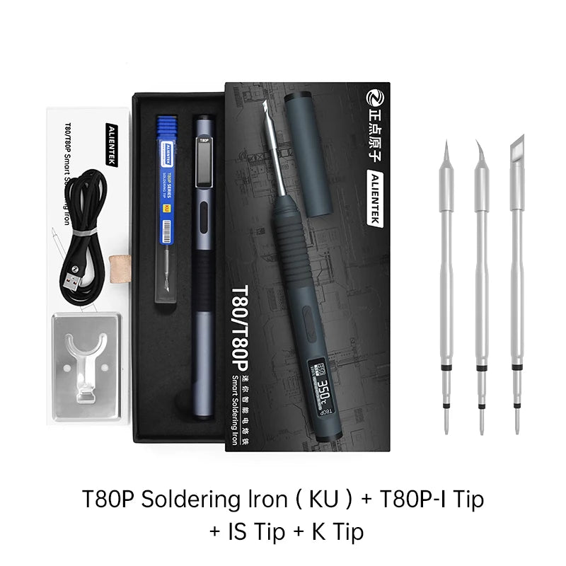 PD 65W Smart Soldering Iron, Portable Smart Soldering Iron Kit, ALIENTEK T80 T80P