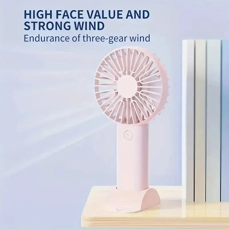 Mini USB charging fan with mobile phone holder