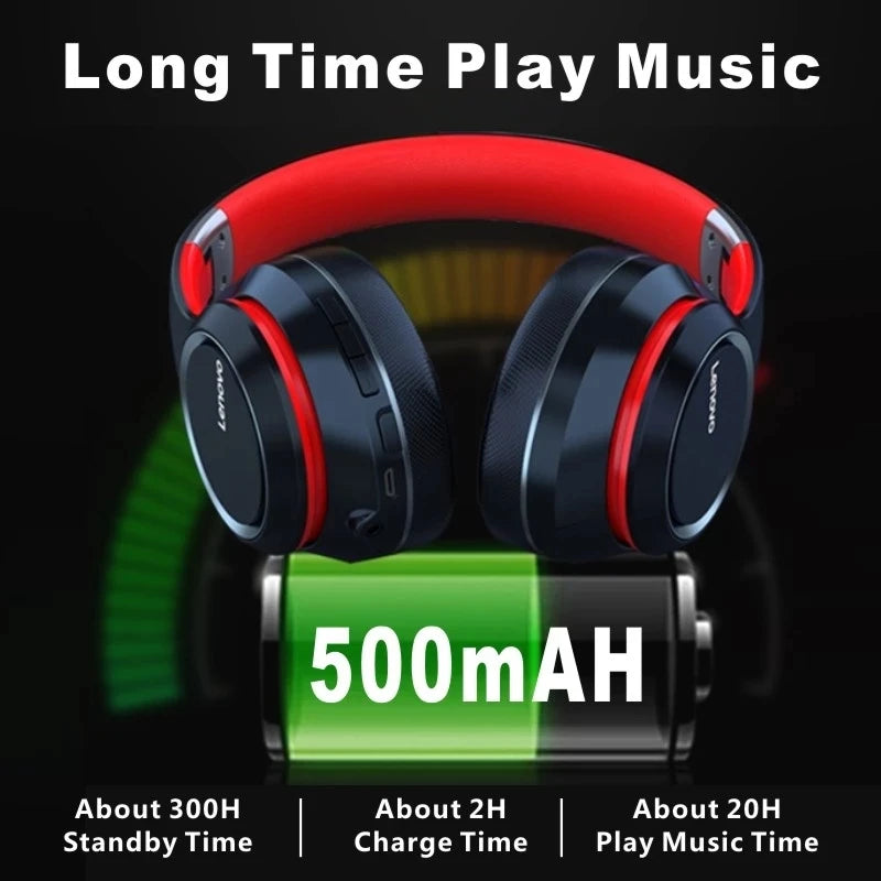 Lenovo HD200 Bluetooth Headphones, Noise Cancelling, Foldable Wireless Headphones