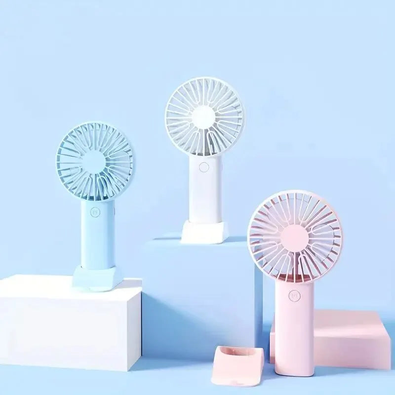 Mini USB charging fan with mobile phone holder