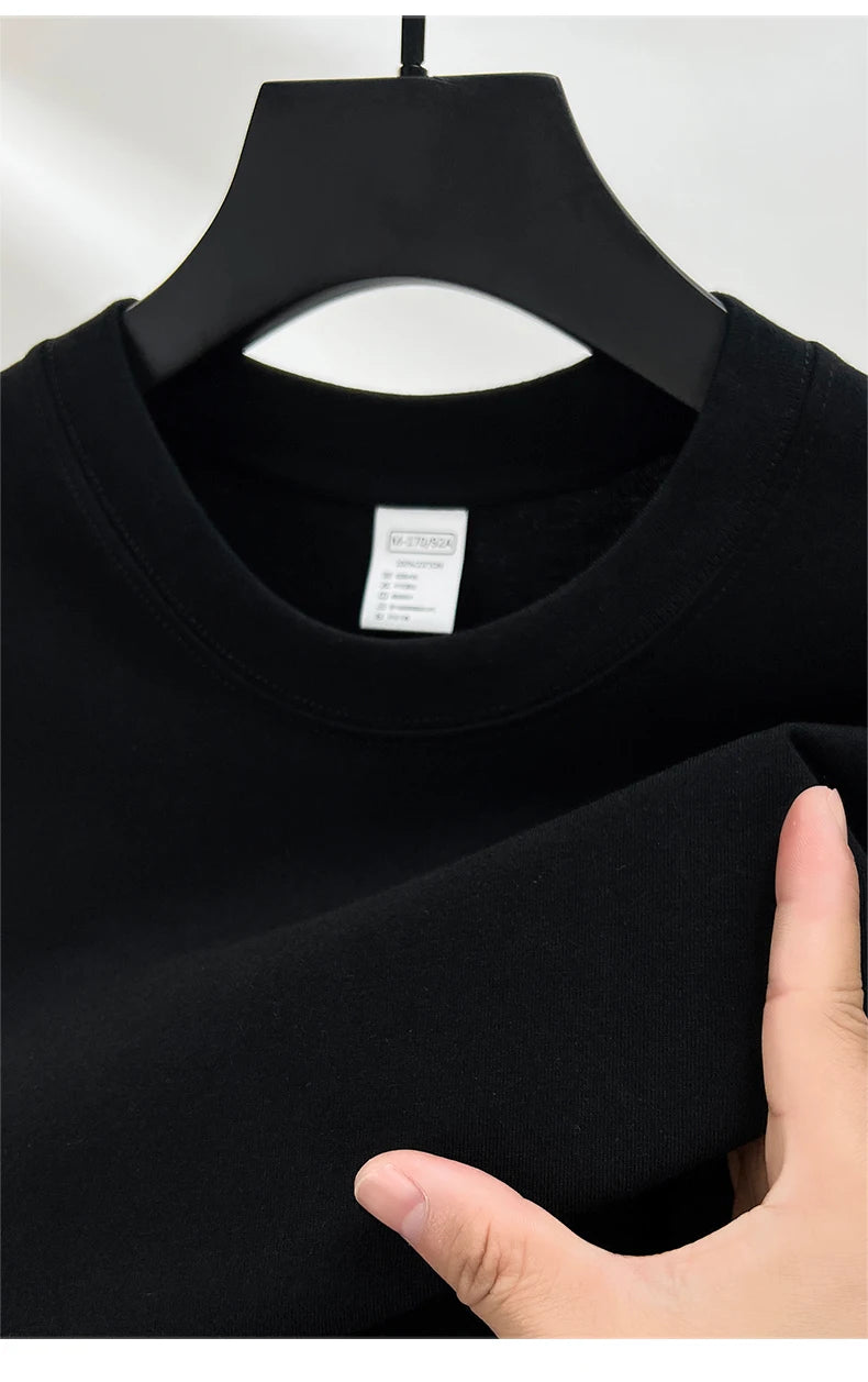Summer high-end 100% cotton men's round neck short-sleeved breathable T-shirt