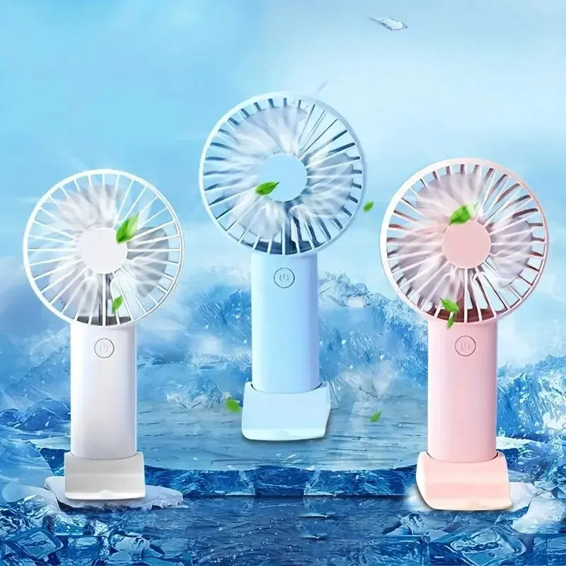 Mini USB charging fan with mobile phone holder