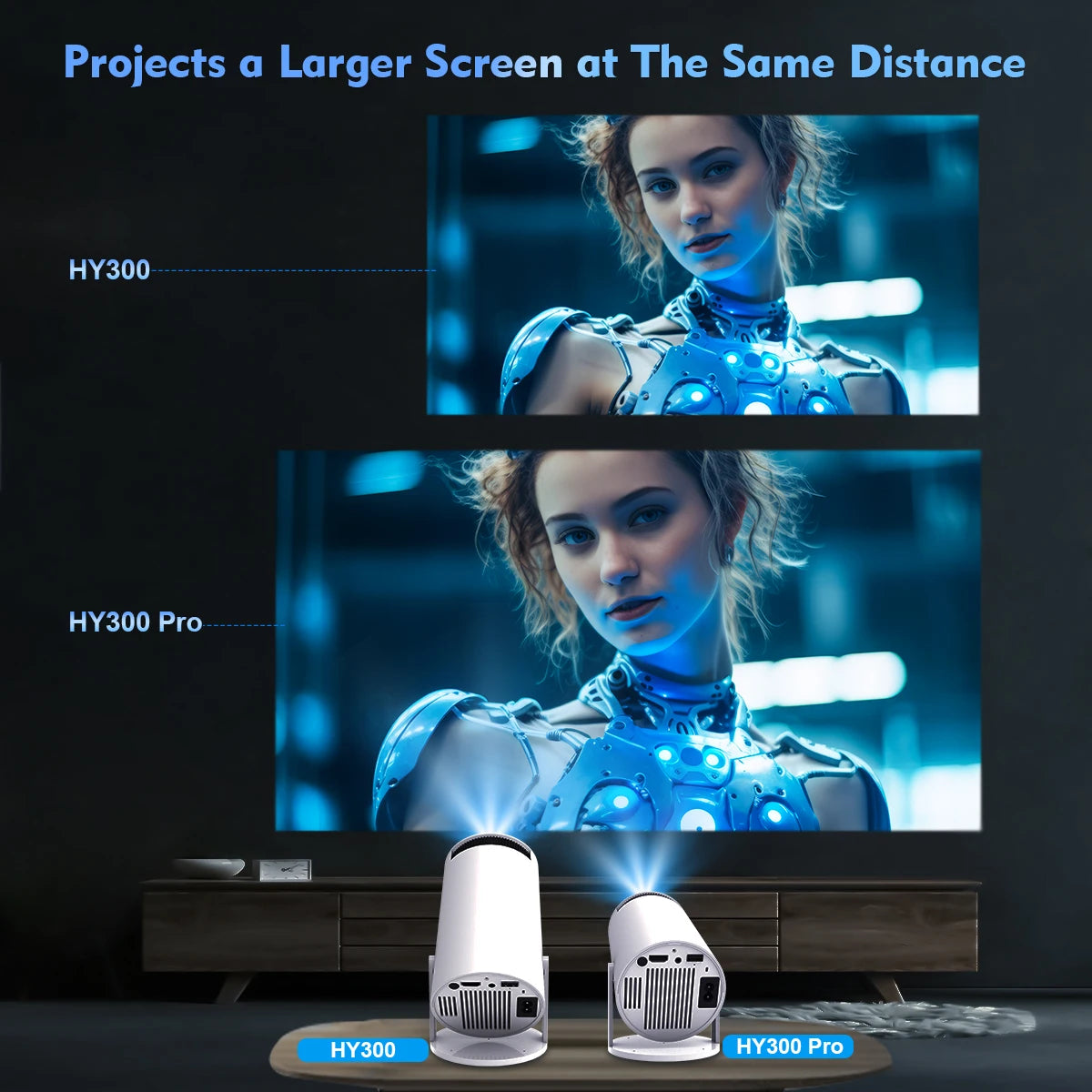 Magcubic HY300 Pro 4K Projector, Android 11 Dual Wifi6 260ANSI Allwinner H713 BT5.0 1080P 1280*720P