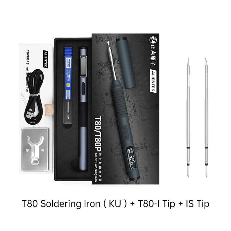 PD 65W Smart Soldering Iron, Portable Smart Soldering Iron Kit, ALIENTEK T80 T80P