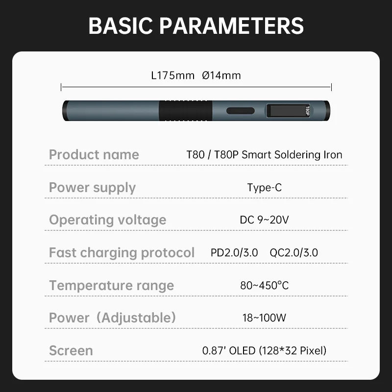 PD 65W Smart Soldering Iron, Portable Smart Soldering Iron Kit, ALIENTEK T80 T80P