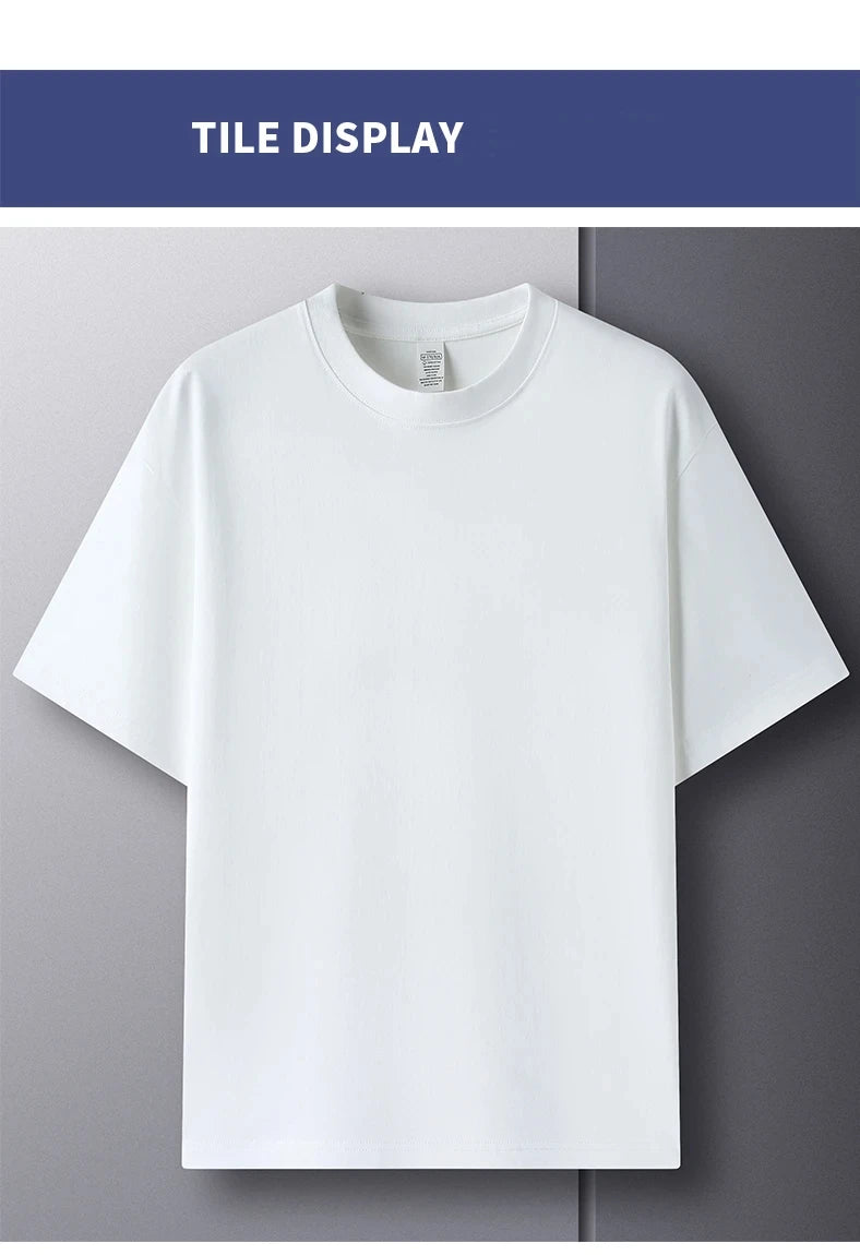 Summer high-end 100% cotton men's round neck short-sleeved breathable T-shirt