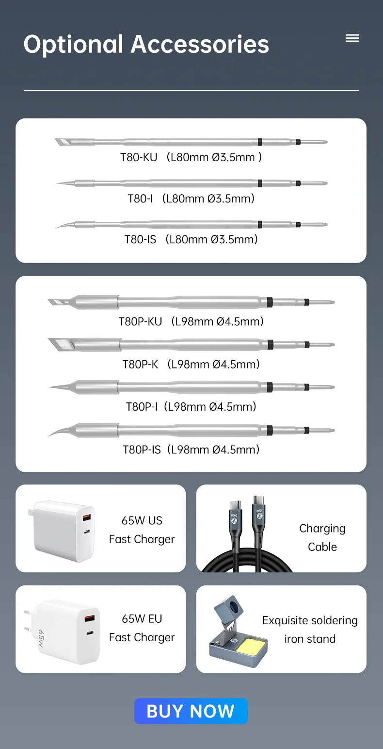 PD 65W Smart Soldering Iron, Portable Smart Soldering Iron Kit, ALIENTEK T80 T80P