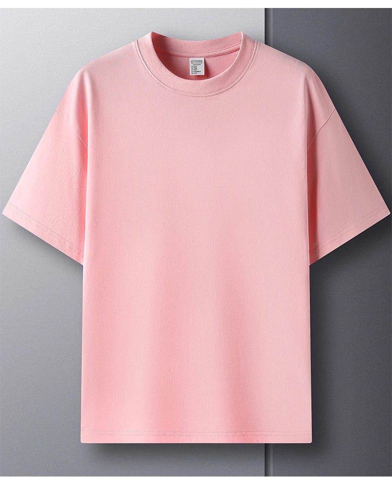 Summer high-end 100% cotton men's round neck short-sleeved breathable T-shirt